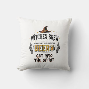 Halloween Beer Hocus Pocus Funny Vintage_1 Throw Pillow