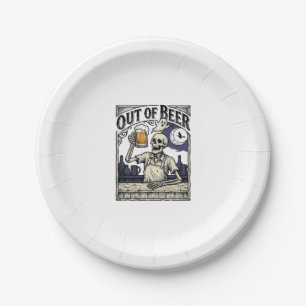 Halloween Beer Skeleton Vintage Party Paper Plate