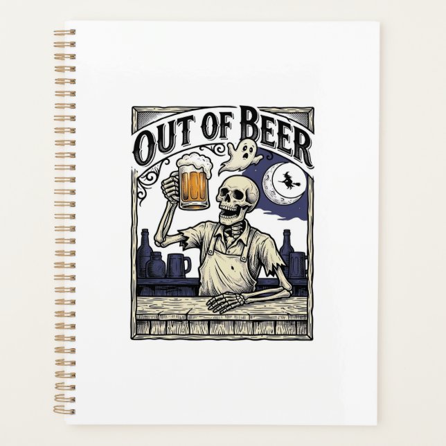 Halloween Beer Skeleton Vintage Party Planner (Front)