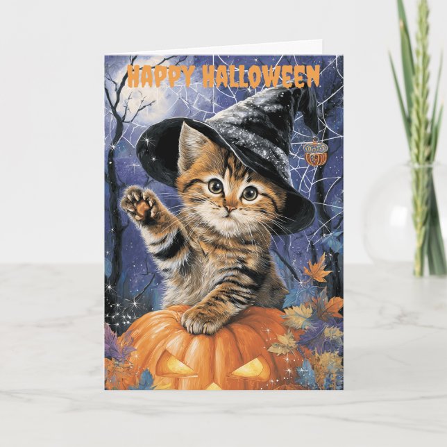 Halloween Bengal Cat Holiday Card (Front)