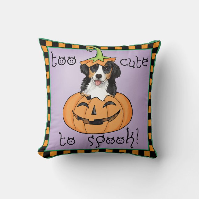 Halloween Berner Throw Pillow (Front)