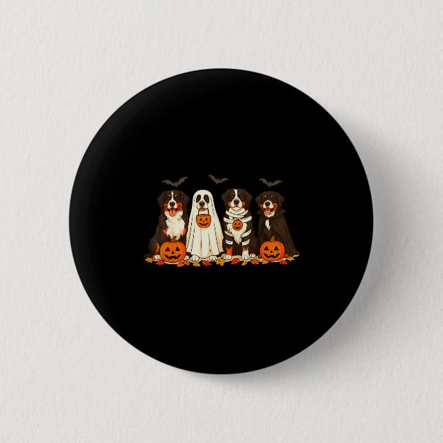 Halloween Bernese Mountain Dog Ghost Soky Bernese  2 Inch Round Button (Front)