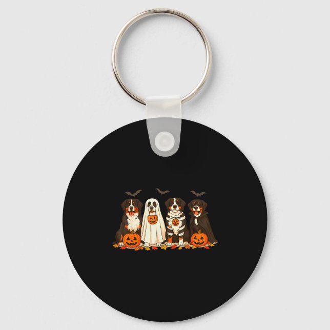 Halloween Bernese Mountain Dog Ghost Soky Bernese  Keychain (Front)