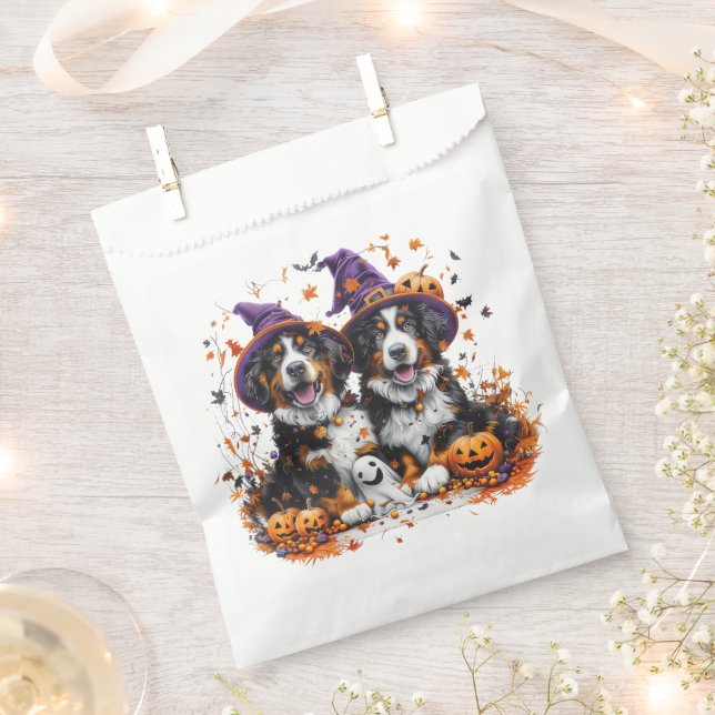 Halloween Bernese Mountain Dogs Witch Ghost Favour Bag (Clipped)