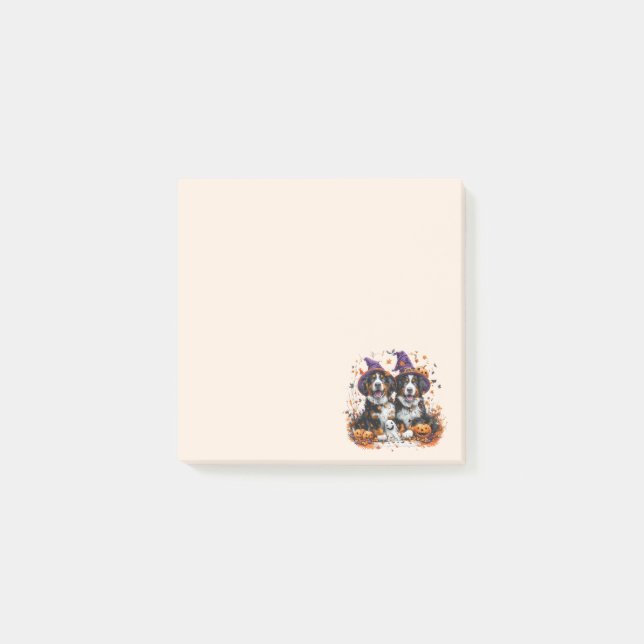 Halloween Bernese Mountain Dogs Witch Ghost Post-it Notes (Front)