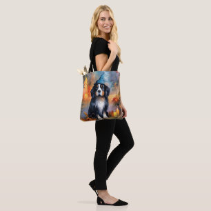 Halloween Bernese Mountain With Pumpkins Scary Tote Bag
