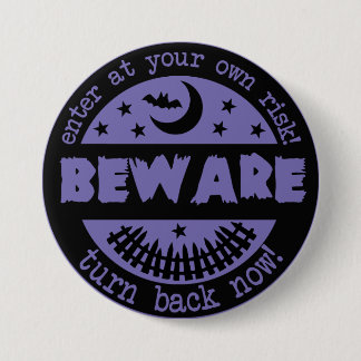 Halloween Beware Spooky Haunted House 3 Inch Round Button