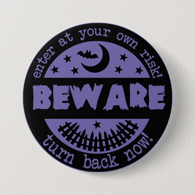 Halloween Beware Spooky Haunted House 3 Inch Round Button (Front)