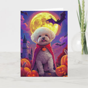 Halloween Bichon Frise Dog Pumpkins Scary  Card