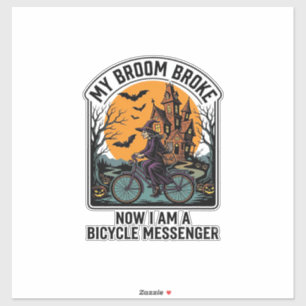 Halloween Bicycle Messenger Funny Witch Broom Brok