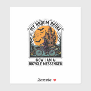 Halloween Bicycle Messenger Funny Witch Broom Brok