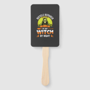 Halloween Bicycle Repairer By Day Witch By Night Hand Fan
