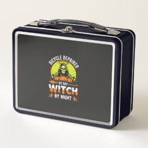 Halloween Bicycle Repairer By Day Witch By Night Metal Lunch Box