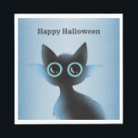 Halloween Big Eyes Black Blue Evil Cat Napkin<br><div class="desc">Halloween Big Eyes Black Blue Evil Cat Napkins. Easy to be customized to your preference. Great for parties and celebrations. Matching items available. Happy Halloween.</div>