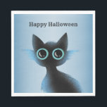 Halloween Big Eyes Black Blue Evil Cat Napkin<br><div class="desc">Halloween Big Eyes Black Blue Evil Cat Napkins. Easy to be customized to your preference. Great for parties and celebrations. Matching items available. Happy Halloween.</div>