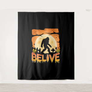 Halloween bigfoot in nightmare belive halloween tapestry