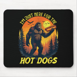 Halloween Bigfoot Sasquatch Here for the Hot Dogs Mouse Pad