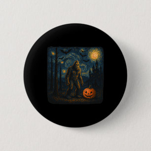 Halloween Bigfoot Starry Night Van Gogh Sasquatch 2 Inch Round Button