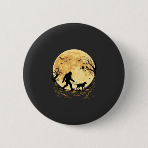 Halloween Bigfoot Walking Labrador Under Full Moon 2 Inch Round Button