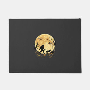 Halloween Bigfoot Walking Labrador Under Full Moon Doormat
