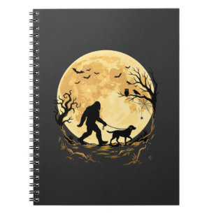 Halloween Bigfoot Walking Labrador Under Full Moon Notebook