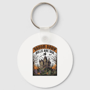 Halloween Bill Collector Witch Broom Broke Design_ Keychain
