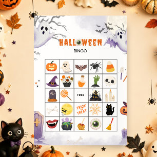 Halloween Bingo Game   Spooky Party Activity Invitation