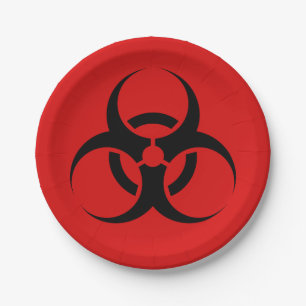 Halloween Biohazard Symbol Red & Black 7" Paper Plate