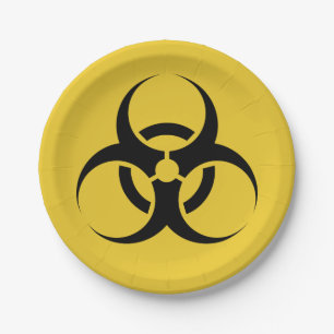 Halloween Biohazard Symbol Yellow & Black 7" Paper Plate