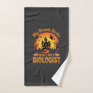 Halloween Biologist Witch Pumpkin Haunted House De Hand Towel