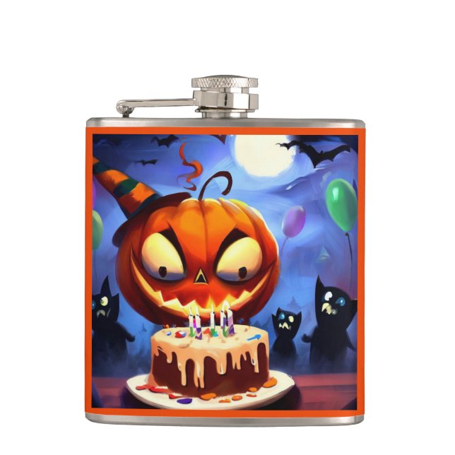 Halloween - Birthday 3 Hip Flask (Front)