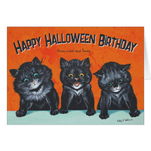 Halloween birthday Black cats L. Wain CC1285 card