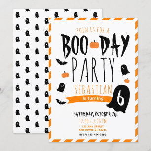Halloween Birthday Boo-Day Ghosts and Bats Invitation