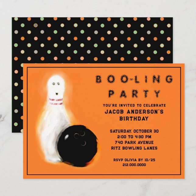 Halloween Birthday Bowling Party Invitations (Front/Back)