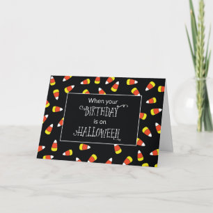 Halloween Birthday Candy Corn on Black Card
