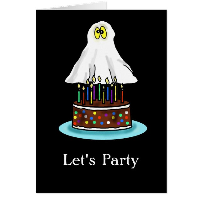 Halloween Birthday Card with Ghost and Booze (Front)