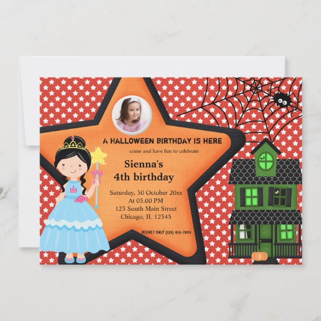 Halloween Birthday Costume (Red) Invitation (Front)