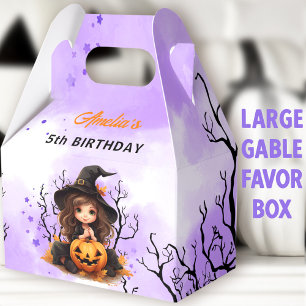 Halloween Birthday Cute Little Witch Large Gable Favor Box