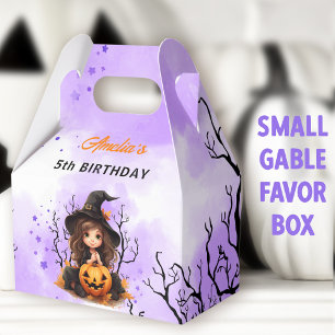 Halloween Birthday Cute Little Witch Small Gable Favor Box