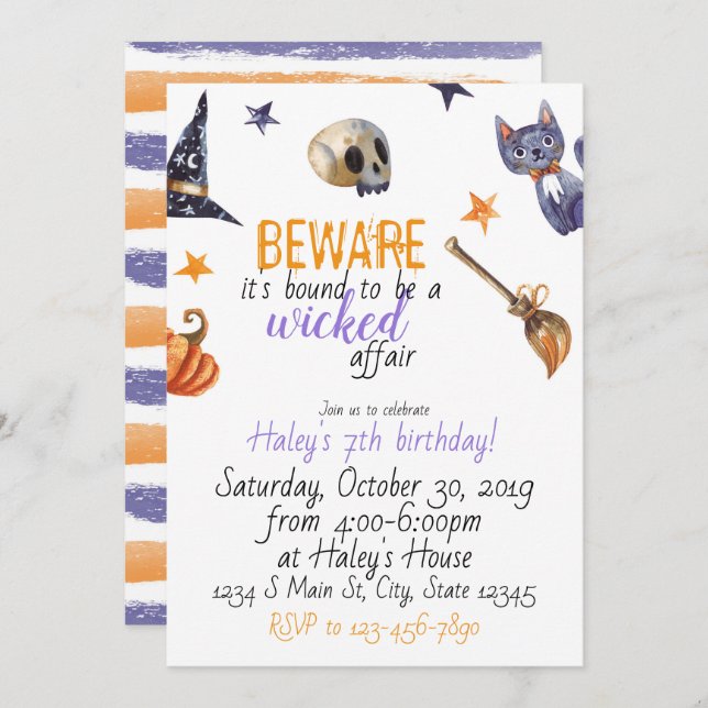 Halloween Birthday Invitation (Front/Back)