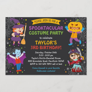 Halloween Birthday Invitation, costume party, kids Invitation