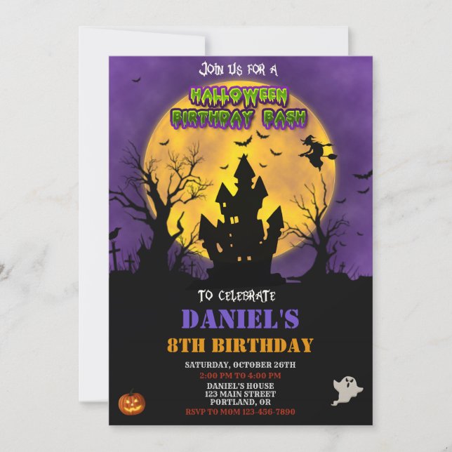 Halloween birthday invitation Kids costume party (Front)
