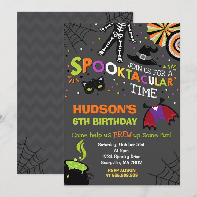 Halloween Birthday Invitation Spooktacular Party (Front/Back)