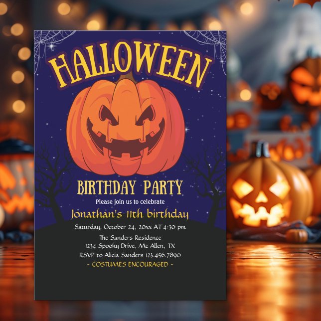Halloween Birthday Kids Party Spooky Pumpkin Invitation (Creator Uploaded)