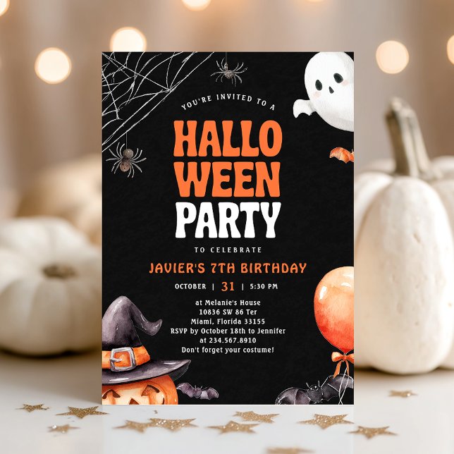 Halloween Birthday Party Black Orange Invitation (Creator Uploaded)