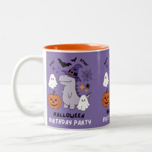 Halloween Birthday Party Cute Witch Dinosaur Coffe Two-Tone Coffee Mug