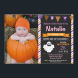 Halloween Birthday Party Invitation<br><div class="desc">Halloween Birthday Invitation with custom photo. Halloween Birthday Invitation. 1st first birthday halloween party invite. 1st 2nd 3rd 4th 5th 6th 7th 8th 9th 10th 11th 12th 13th, Any Ages. Boy or Girl Bday Bash Invite. Chalkboard. Halloween Boo-thday Party. For further customization, please click the "Customize it" button and use...</div>