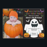 Halloween Birthday Party Invitation<br><div class="desc">Halloween Birthday Invitation with custom photo. Halloween Birthday Invitation. Halloween party invite. Boy or Girl Bday Bash Invite. 1st 2nd 3rd 4th 5th 6th 7th 8th 9th 10th 11th 12th 13th 14th 15th, Any Ages. Chalkboard. Halloween Boo-thday Party. For further customization, please click the "Customize it" button and use our...</div>