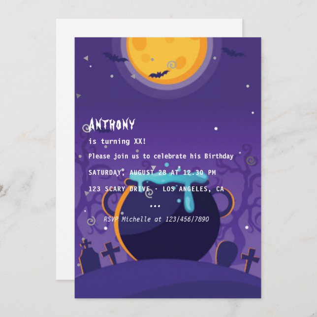 Halloween Birthday Party Invitation (Front/Back)