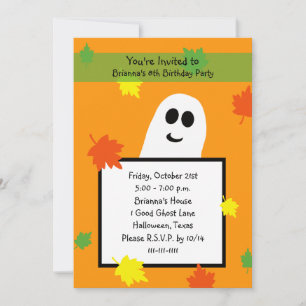 Halloween Birthday Party Invitation Fall Ghost